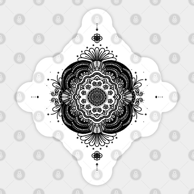 Mandala 1 - Black and White Sticker by LAEC